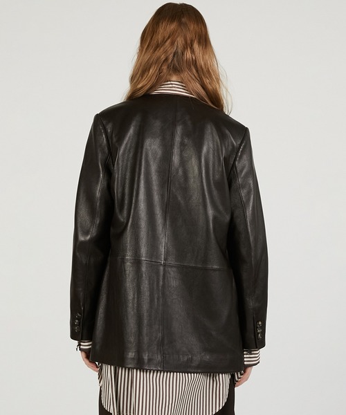 PRANK PROJECT（プランクプロジェクト）の「【2026Spring Pre-Order】ラムレザーノーカラージャケット / Lamb Leather No-Collar Jacket（ノーカラージャケット・レディース・ブラック/ブラウン・FREE）」の15枚目の写真