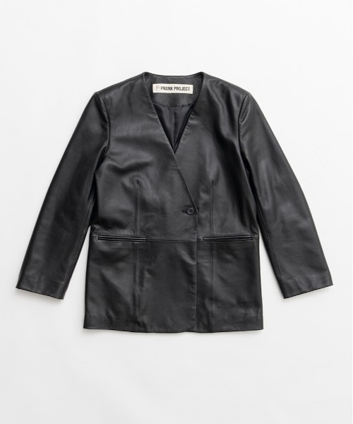 PRANK PROJECT（プランクプロジェクト）の「【2026Spring Pre-Order】ラムレザーノーカラージャケット / Lamb Leather No-Collar Jacket（ノーカラージャケット・レディース・ブラック/ブラウン・FREE）」の17枚目の写真