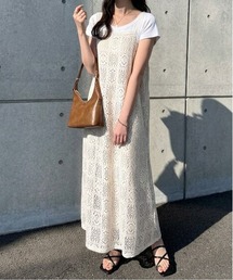 GeeRA（ジーラ）の「夏のおでかけに♪前後2WAYパネルレースキャミワンピース（ワンピース）」