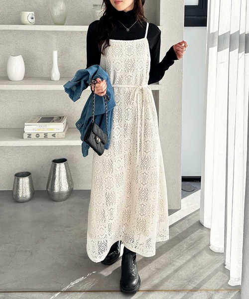 GeeRA（ジーラ）の「春夏のおでかけに♪前後２ＷＡＹパネルレースキャミワンピース（ワンピース・レディース・アイボリー/ブラック・X-LARGE/LARGE/MEDIUM）」の7枚目の写真