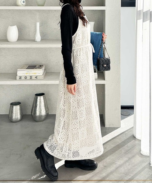 GeeRA（ジーラ）の「春夏のおでかけに♪前後２ＷＡＹパネルレースキャミワンピース（ワンピース・レディース・アイボリー/ブラック・X-LARGE/LARGE/MEDIUM）」の9枚目の写真