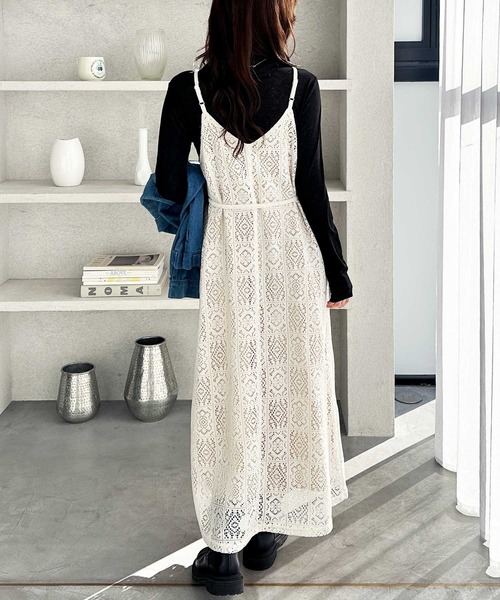 GeeRA（ジーラ）の「春夏のおでかけに♪前後２ＷＡＹパネルレースキャミワンピース（ワンピース・レディース・アイボリー/ブラック・X-LARGE/LARGE/MEDIUM）」の10枚目の写真