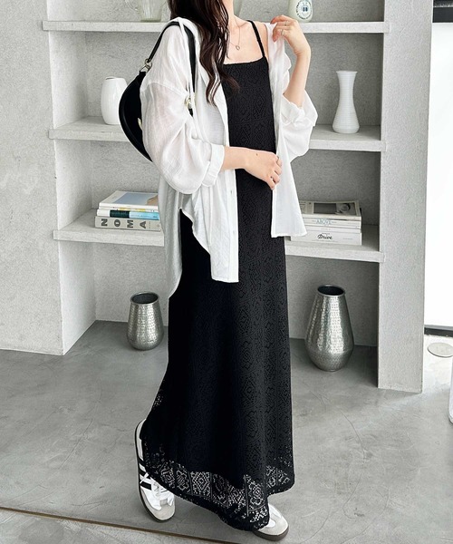 GeeRA（ジーラ）の「春夏のおでかけに♪前後２ＷＡＹパネルレースキャミワンピース（ワンピース・レディース・アイボリー/ブラック・X-LARGE/LARGE/MEDIUM）」の14枚目の写真