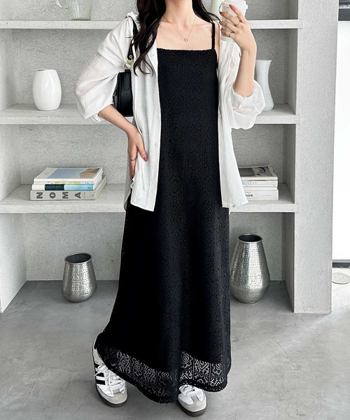 GeeRA（ジーラ）の「春夏のおでかけに♪前後２ＷＡＹパネルレースキャミワンピース（ワンピース・レディース・アイボリー/ブラック・X-LARGE/LARGE/MEDIUM）」の15枚目の写真