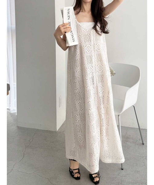 GeeRA（ジーラ）の「春夏のおでかけに♪前後２ＷＡＹパネルレースキャミワンピース（ワンピース・レディース・アイボリー/ブラック・X-LARGE/LARGE/MEDIUM）」の19枚目の写真