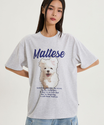 クラウドイラスト 半袖Tシャツ メランジホワイト