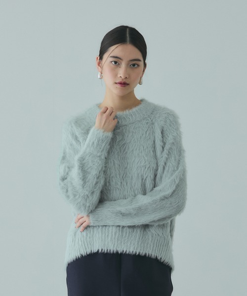 VICKY(ビッキー)の「カーブヘムシャギーニットプルオーバー≪手洗い可能≫(ニット/セーター・レディース・ピンク/ダークグレー/ブラウン/グリーン・M)」の4枚目の写真