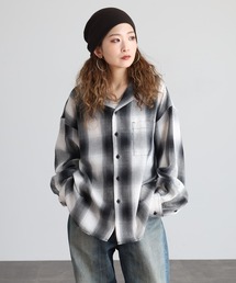 GLOVEHOUSE オンブレーチェックオープンカラーシャツ