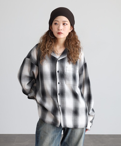 GLOVE HOUSE（グローブハウス）の「GLOVEHOUSE オンブレーチェックオープンカラーシャツ（シャツ/ブラウス・メンズ・ブラック/ブルー/ホワイト・LL/L/M）」の19枚目の写真