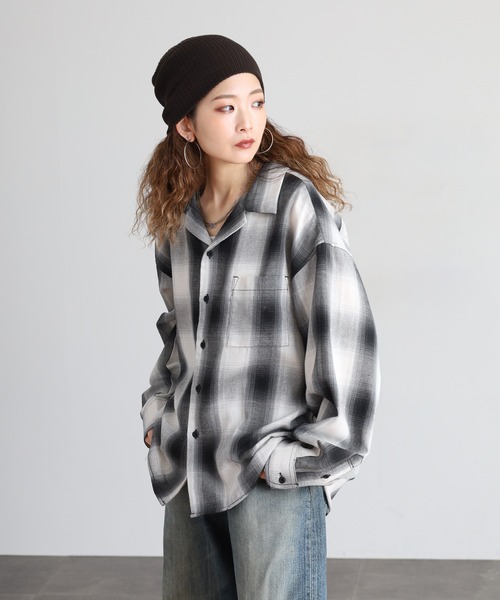 GLOVE HOUSE（グローブハウス）の「GLOVEHOUSE オンブレーチェックオープンカラーシャツ（シャツ/ブラウス・メンズ・ブラック/ブルー/ホワイト・LL/L/M）」の20枚目の写真