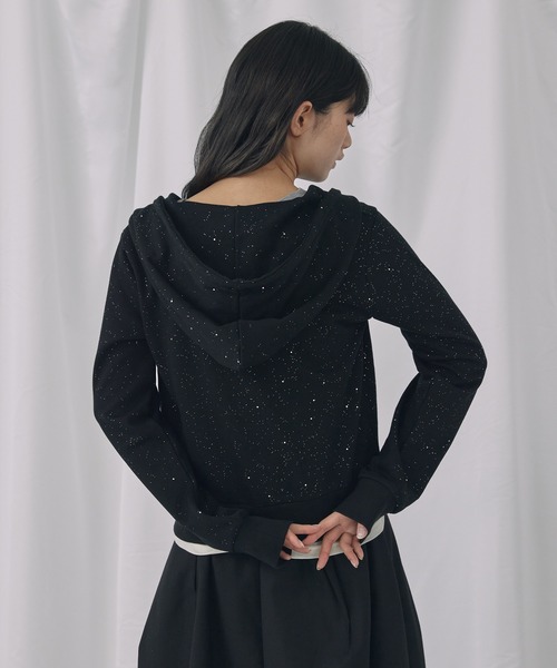 Unblend(アンブレンド)の「【Unblend】ラメ裏毛 ショート丈 ジップパーカー<セットアップ対応>(パーカー・レディース・ブラック/杢グレー/ブラウン・FREE)」の21枚目の写真