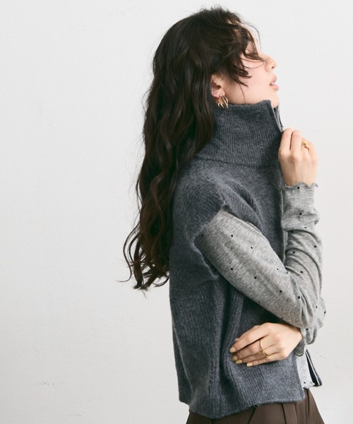 ハイネックジップアップニットベスト（ベスト）｜Lutim by u