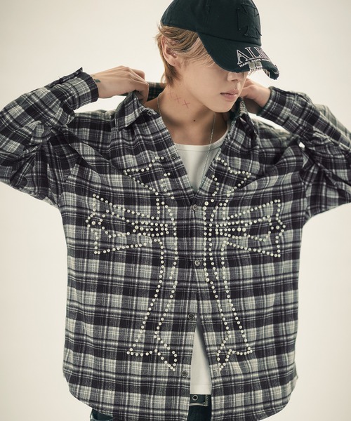 MSG（エムエスジー）の「パールクロスL/Sチェックシャツ（シャツ/ブラウス・メンズ・レッド/ブラック・M/L/XL）」の7枚目の写真