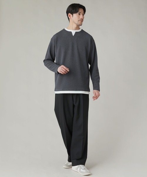 LIL VENDARS(リルヴェンダース)の「Buyer's Select/フクレジャガードキーネックフェイクレイヤード長袖Tシャツ(Tシャツ/カットソー・メンズ・ブルー/スミクロ/ライトグレー/ブラウン・M/L/LL)」の8枚目の写真