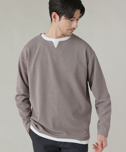 LIL VENDARS(リルヴェンダース)の「Buyer's Select/フクレジャガードキーネックフェイクレイヤード長袖Tシャツ(Tシャツ/カットソー・メンズ・ブルー/スミクロ/ライトグレー/ブラウン・M/L/LL)」の17枚目の写真