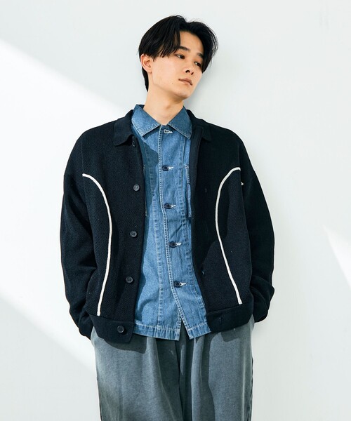 GLOSTER(グロスター)の「ウエスタンライン ニットカーディガン(カーディガン/ボレロ・メンズ・グリーン/アイボリー/ブラック・M/S/L)」の8枚目の写真