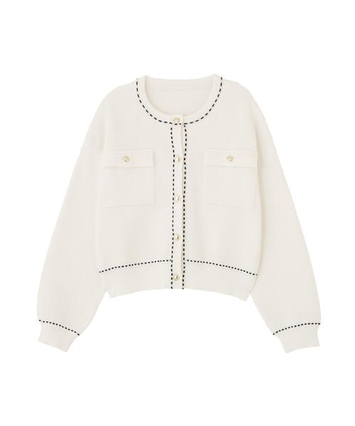 N.（N. Natural Beauty Basic）（エヌエヌナチュラルビューティーベーシック）の「ステッチニットジャケット（カーディガン/ボレロ・レディース・オフホワイト/レッド/ブラック・ﾌﾘ-）」の17枚目の写真