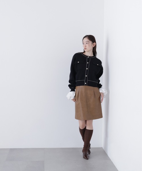 N.（N. Natural Beauty Basic）（エヌエヌナチュラルビューティーベーシック）の「ステッチニットジャケット（カーディガン/ボレロ・レディース・オフホワイト/レッド/ブラック・ﾌﾘ-）」の21枚目の写真