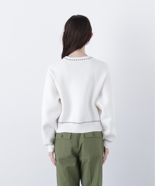 N.（N. Natural Beauty Basic）（エヌエヌナチュラルビューティーベーシック）の「ステッチニットジャケット（カーディガン/ボレロ・レディース・オフホワイト/レッド/ブラック・ﾌﾘ-）」の13枚目の写真