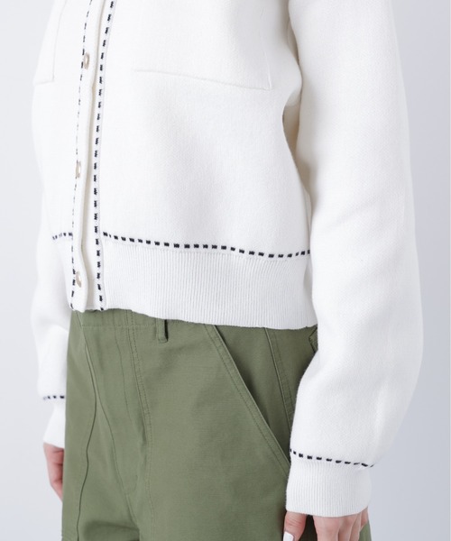 N.（N. Natural Beauty Basic）（エヌエヌナチュラルビューティーベーシック）の「ステッチニットジャケット（カーディガン/ボレロ・レディース・オフホワイト/レッド/ブラック・ﾌﾘ-）」の15枚目の写真
