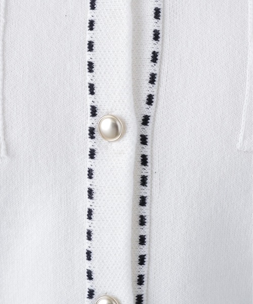 N.（N. Natural Beauty Basic）（エヌエヌナチュラルビューティーベーシック）の「ステッチニットジャケット（カーディガン/ボレロ・レディース・オフホワイト/レッド/ブラック・ﾌﾘ-）」の16枚目の写真