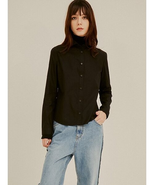Sorry,Too Much Love（ソーリートゥーマッチラブ）の「Premium Cotton High Collar Blouse_Black（シャツ/ブラウス・レディース・その他・FREE）」の2枚目の写真
