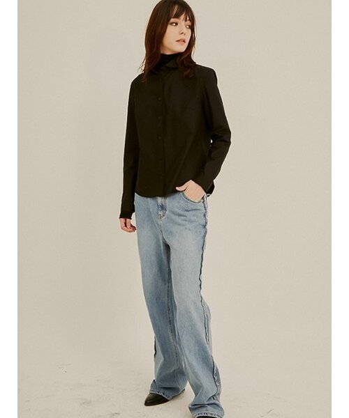 Sorry,Too Much Love（ソーリートゥーマッチラブ）の「Premium Cotton High Collar Blouse_Black（シャツ/ブラウス・レディース・その他・FREE）」の4枚目の写真