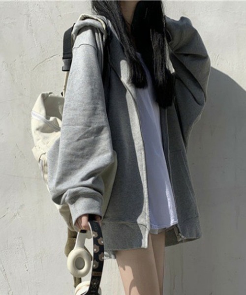 SallyLunn(サリーラン)の「アウターライク オーバーZIPスウェット(スウェット・レディース・ブラック/グレー・LARGE/MEDIUM)」の6枚目の写真
