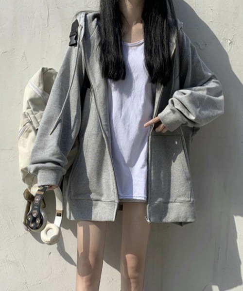 SallyLunn(サリーラン)の「アウターライク オーバーZIPスウェット(スウェット・レディース・ブラック/グレー・LARGE/MEDIUM)」の7枚目の写真