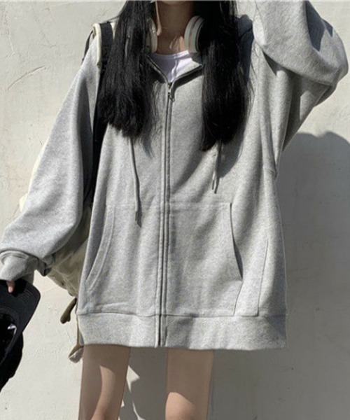 SallyLunn(サリーラン)の「アウターライク オーバーZIPスウェット(スウェット・レディース・ブラック/グレー・LARGE/MEDIUM)」の8枚目の写真