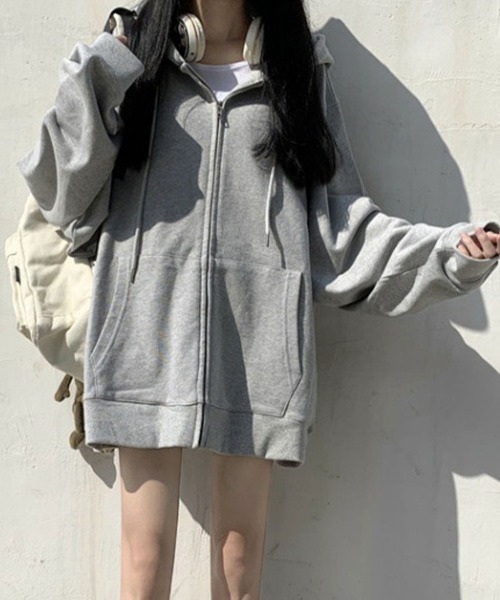SallyLunn(サリーラン)の「アウターライク オーバーZIPスウェット(スウェット・レディース・ブラック/グレー・LARGE/MEDIUM)」の9枚目の写真