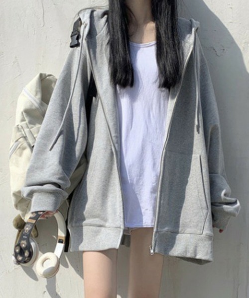 SallyLunn(サリーラン)の「アウターライク オーバーZIPスウェット(スウェット・レディース・ブラック/グレー・LARGE/MEDIUM)」の10枚目の写真