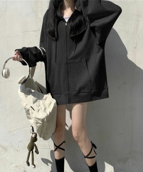 SallyLunn(サリーラン)の「アウターライク オーバーZIPスウェット(スウェット・レディース・ブラック/グレー・LARGE/MEDIUM)」の13枚目の写真