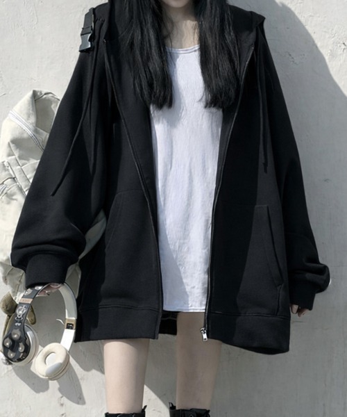 SallyLunn(サリーラン)の「アウターライク オーバーZIPスウェット(スウェット・レディース・ブラック/グレー・LARGE/MEDIUM)」の14枚目の写真