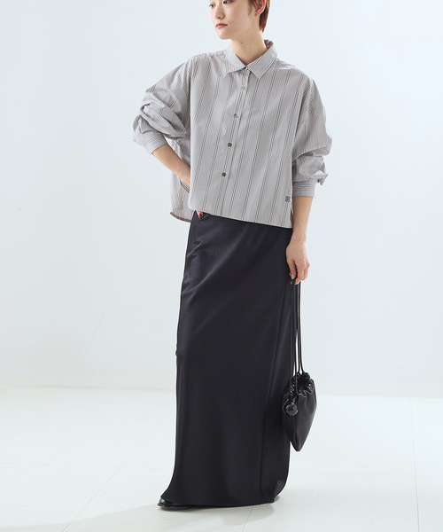 journal standard L'essage（ジャーナルスタンダードレサージュ）の「【金子綾さん着用】刺繍ショートシャツ（シャツ/ブラウス・レディース・グレー/ネイビー/ブルー系その他・FREE）」の4枚目の写真