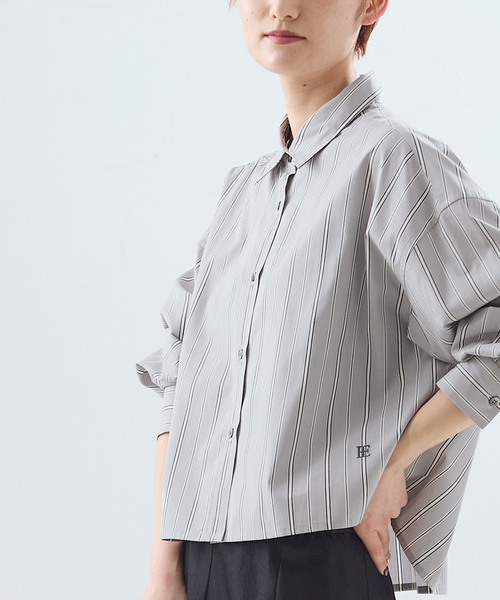 journal standard L'essage（ジャーナルスタンダードレサージュ）の「【金子綾さん着用】刺繍ショートシャツ（シャツ/ブラウス・レディース・グレー/ネイビー/ブルー系その他・FREE）」の6枚目の写真