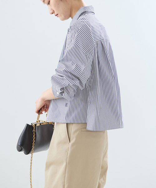 journal standard L'essage（ジャーナルスタンダードレサージュ）の「【金子綾さん着用】刺繍ショートシャツ（シャツ/ブラウス・レディース・グレー/ネイビー/ブルー系その他・FREE）」の13枚目の写真