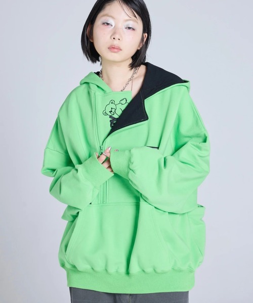 Little sunny bite(リトルサニーバイト)の「littlesunnybite/リトルサニーバイト/pocket hoodie(パーカー・レディース・ピンク/モスグリーン/ブラック・M/S)」の5枚目の写真