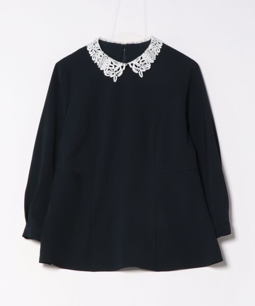 STRAWBERRY-FIELDS（ストロベリーフィールズ）の「ソルフェクロス_レース襟付きペプラムプルオーバー（シャツ/ブラウス・レディース・ブラック/ライトベージュ/ネイビー・2）」の14枚目の写真