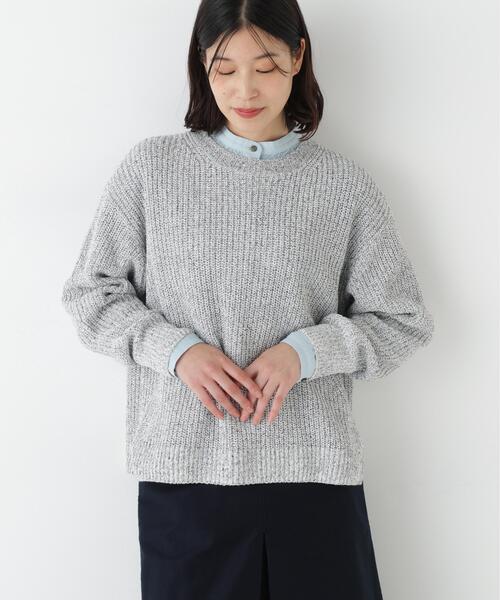 human woman(ヒューマンウーマン)の「◆ネップ入ペーパーヤーン片畦クルーネックプルオーバー(ニット/セーター・レディース・ブラウン/グレー系その他・MEDIUM)」の17枚目の写真