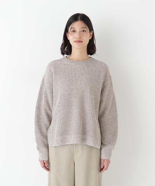 human woman(ヒューマンウーマン)の「◆ネップ入ペーパーヤーン片畦クルーネックプルオーバー(ニット/セーター・レディース・ブラウン/グレー系その他・MEDIUM)」の10枚目の写真
