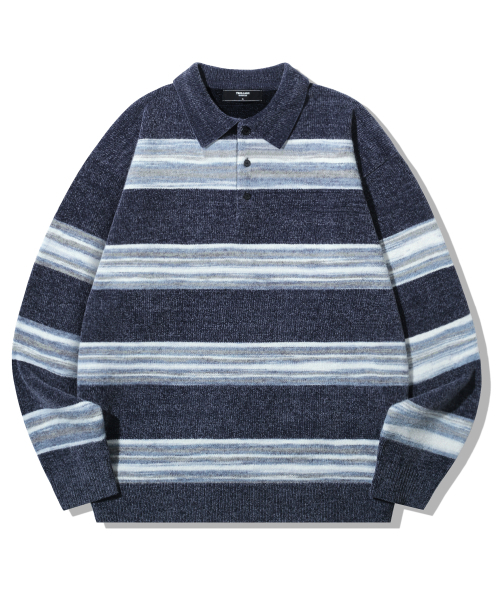 TRILLION(トリリオン)の「グラデーションストライプベルベットカラー ニット_ネイビー(ニット/セーター・メンズ・その他・L/XL/M)」の4枚目の写真