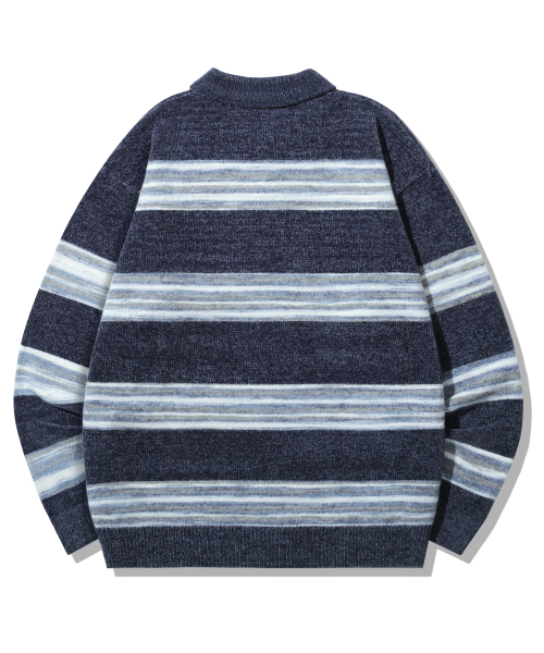 TRILLION(トリリオン)の「グラデーションストライプベルベットカラー ニット_ネイビー(ニット/セーター・メンズ・その他・L/XL/M)」の5枚目の写真