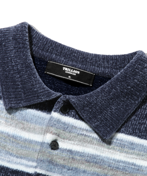 TRILLION(トリリオン)の「グラデーションストライプベルベットカラー ニット_ネイビー(ニット/セーター・メンズ・その他・L/XL/M)」の6枚目の写真