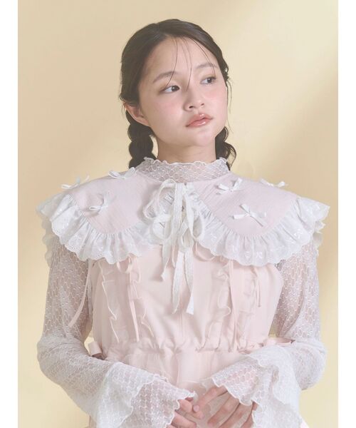 merry jenny（メリージェニー）の「シアーレーストップス（Tシャツ/カットソー・レディース・オフホワイト/ピンク・FREE）」の3枚目の写真