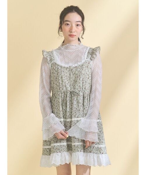 merry jenny（メリージェニー）の「シアーレーストップス（Tシャツ/カットソー・レディース・オフホワイト/ピンク・FREE）」の5枚目の写真