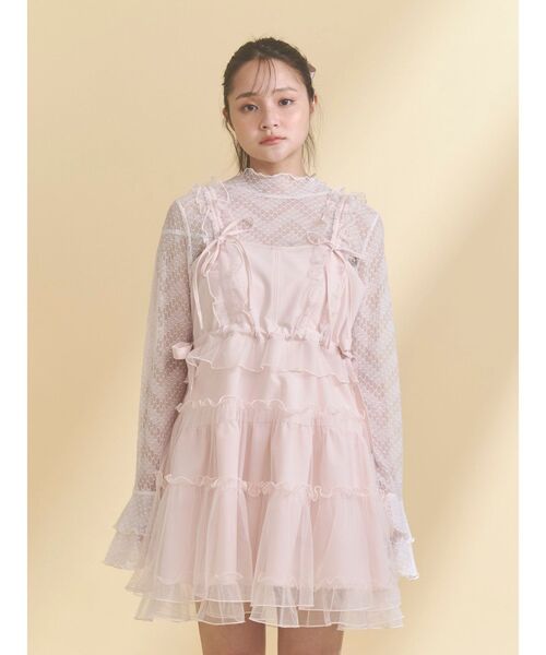 merry jenny（メリージェニー）の「シアーレーストップス（Tシャツ/カットソー・レディース・オフホワイト/ピンク・FREE）」の10枚目の写真