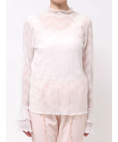 merry jenny（メリージェニー）の「シアーレーストップス（Tシャツ/カットソー・レディース・オフホワイト/ピンク・FREE）」の13枚目の写真