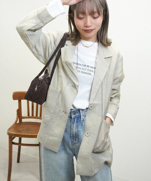 gossara（ゴサラ）の「【軽やかな着心地】シアーテーラードジャケット（テーラードジャケット・レディース・ブラウン/ブラック/ベージュ・FREE）」の7枚目の写真