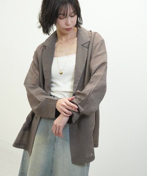 gossara（ゴサラ）の「【軽やかな着心地】シアーテーラードジャケット（テーラードジャケット・レディース・ブラウン/ブラック/ベージュ・FREE）」の16枚目の写真